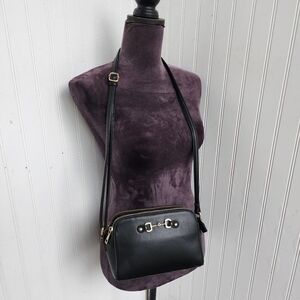 Womens Small Crossbody Bag Faux Leather Shoulder Handbag Lot Zips Gold Details